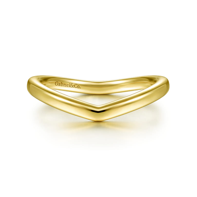 14K Yellow Gold Curved Matching Wedding Band - Shot 1