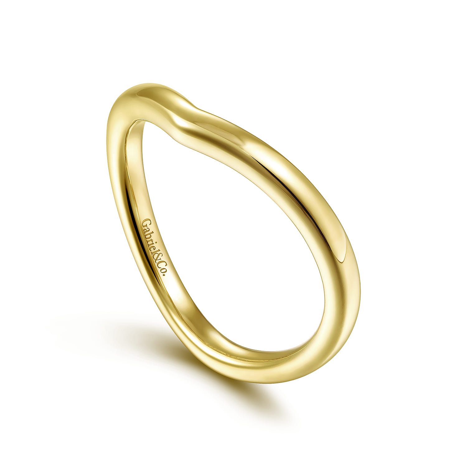 14K Yellow Gold Curved Matching Wedding Band - Shot 3
