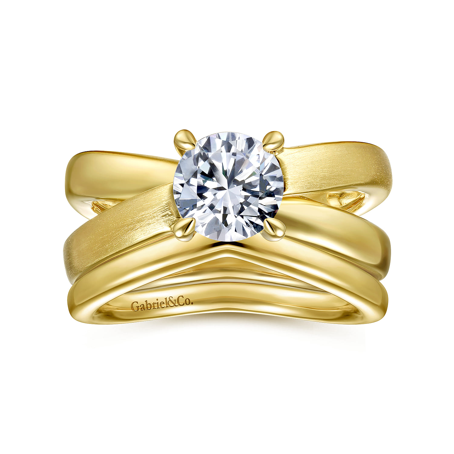 14K Yellow Gold Curved Matching Wedding Band - Shot 4