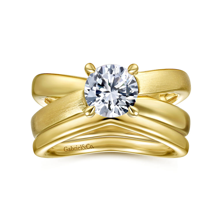 14K Yellow Gold Curved Matching Wedding Band - Shot 4