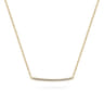 14K Yellow Gold Curved Pave Diamond Bar Necklace - 0.1 ct