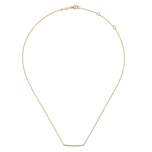 14K Yellow Gold Curved Pave Diamond Bar Necklace - 0.1 ct - Shot 2