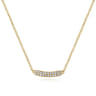 14K Yellow Gold Curved Pave Diamond Bar Necklace - 0.11 ct