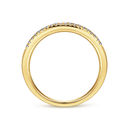 14K Yellow Gold Curved Pave Diamond Ring
