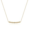 14K Yellow Gold Curved Rectangular Station Bar Necklace with Diamonds - 0.15 ct