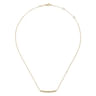 14K Yellow Gold Curved Rectangular Station Bar Necklace with Diamonds - 0.15 ct
