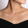 14K Yellow Gold Curved Rectangular Station Bar Necklace with Diamonds - 0.15 ct
