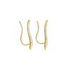 14K Yellow Gold Curving Bar Ear Crawler Diamond Earrings - 0.25 ct