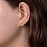 14K Yellow Gold Curving Three Row Stud Earrings