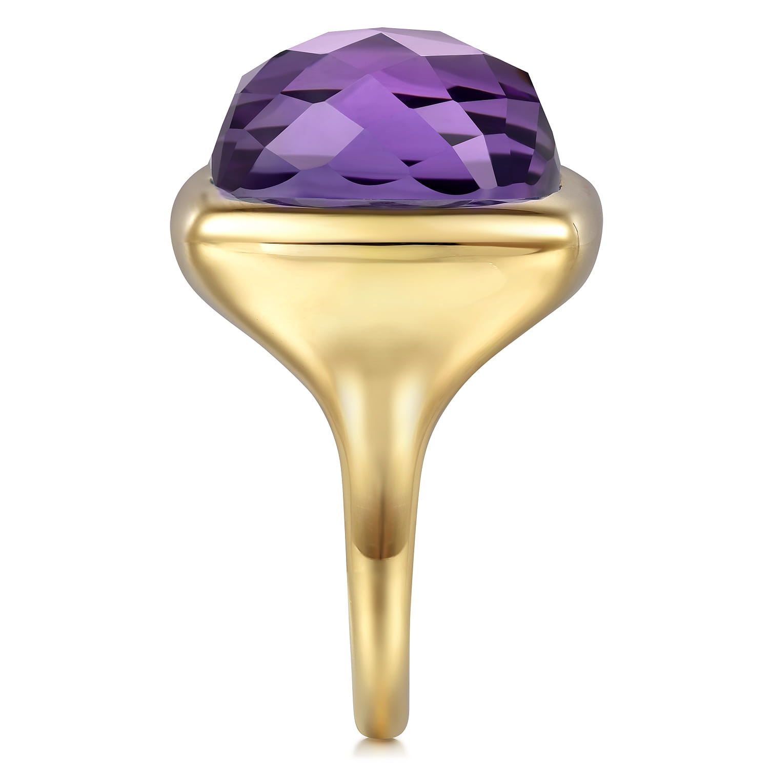 14K Yellow Gold Cushion Cut Amethyst Ladies Ring With Flower Pattern J-Back - Shot 4