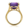 14K Yellow Gold Cushion Cut Amethyst Ladies Ring