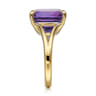 14K Yellow Gold Cushion Cut Amethyst Ladies Ring