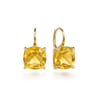 14K Yellow Gold Cushion Cut Citrine Earrings