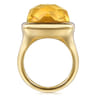 14K Yellow Gold Cushion Cut Citrine Ladies Ring With Flower Pattern J-Back