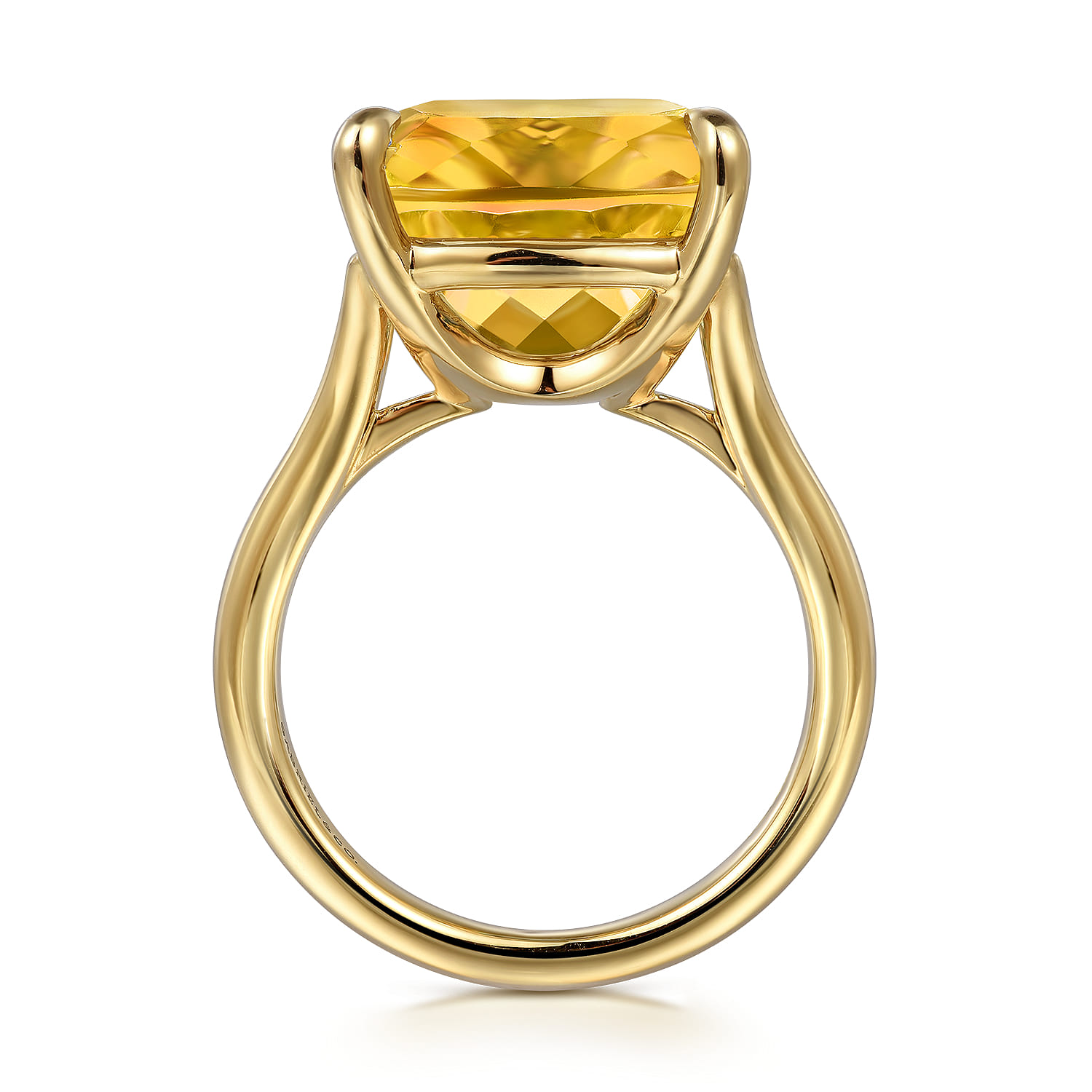 14K Yellow Gold Cushion Cut Citrine Ladies Ring - Shot 2