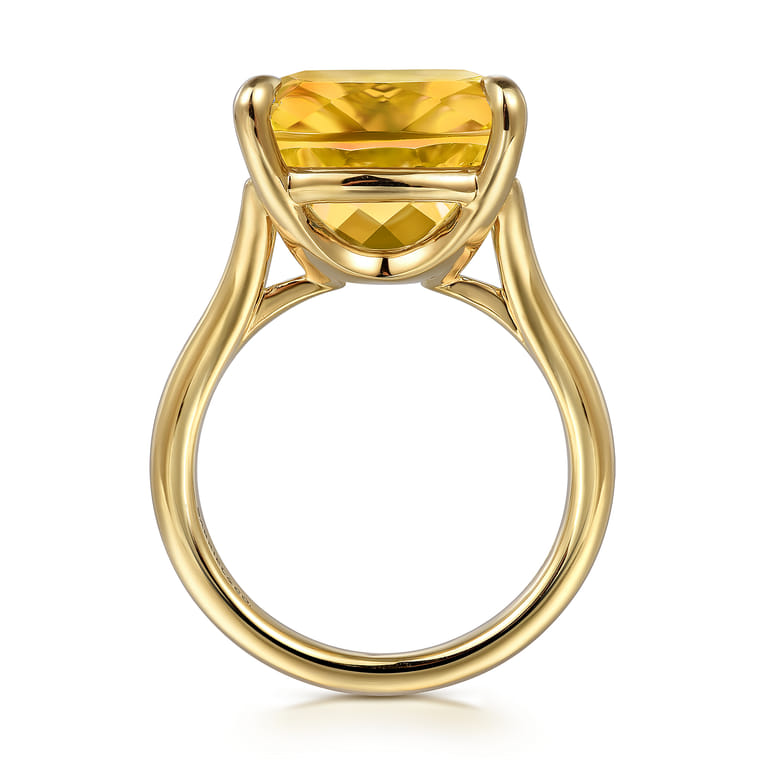 14K Yellow Gold Cushion Cut Citrine Ladies Ring - Shot 2