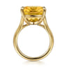 14K Yellow Gold Cushion Cut Citrine Ladies Ring
