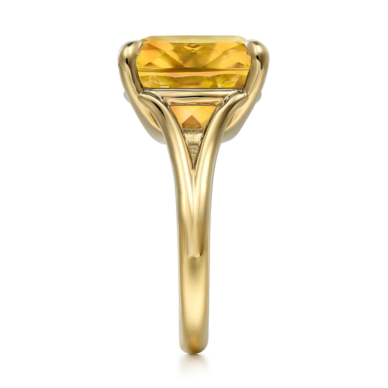 14K Yellow Gold Cushion Cut Citrine Ladies Ring - Shot 4