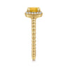 14K Yellow Gold Cushion Cut Citrine and Diamond Halo Ring - 0.1 ct