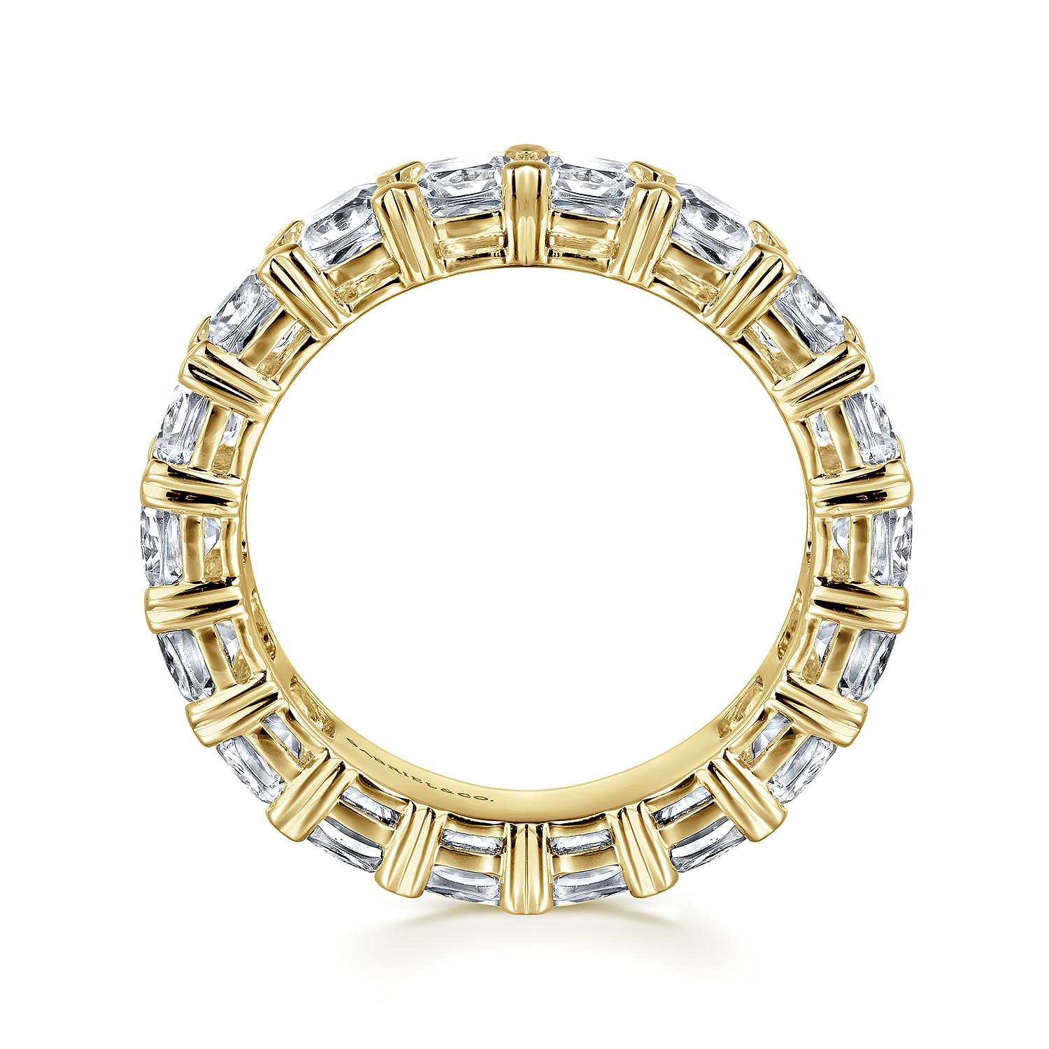 Eternity Band Wedding Ring in 14k Yellow Gold with Cushion Cut Natural Diamond at Gabriel & Co. - Shot 2