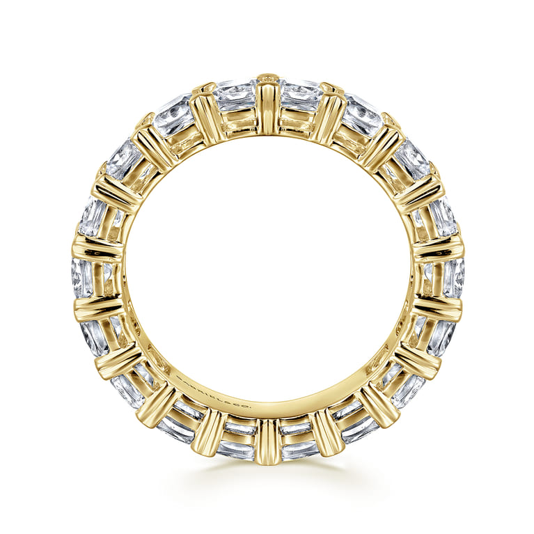Eternity Band Wedding Ring in 14k Yellow Gold with Cushion Cut Natural Diamond at Gabriel & Co. - Shot 2