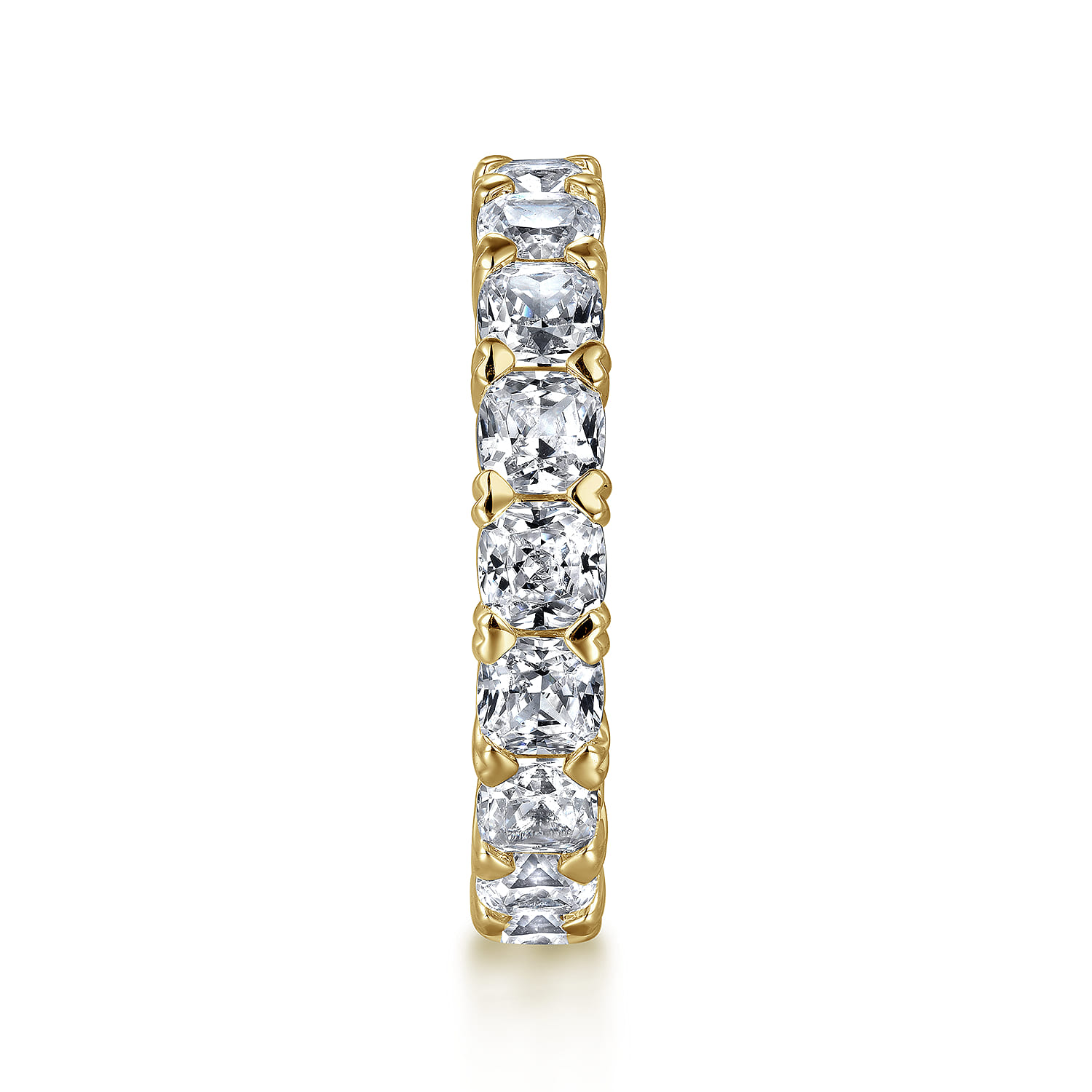 Eternity Band Wedding Ring in 14k Yellow Gold with Cushion Cut Natural Diamond at Gabriel & Co. - Shot 4