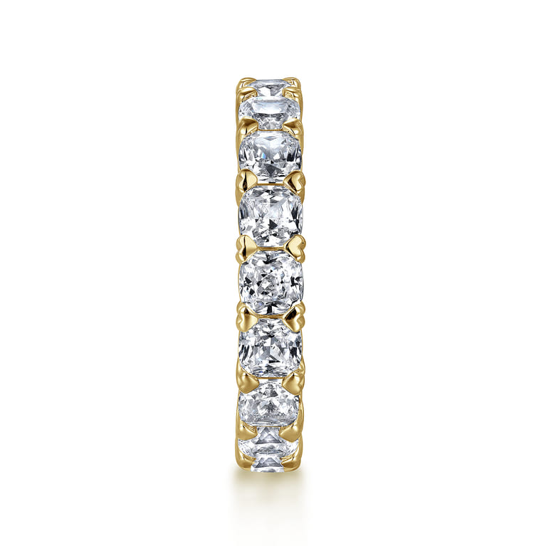 Eternity Band Wedding Ring in 14k Yellow Gold with Cushion Cut Natural Diamond at Gabriel & Co. - Shot 4