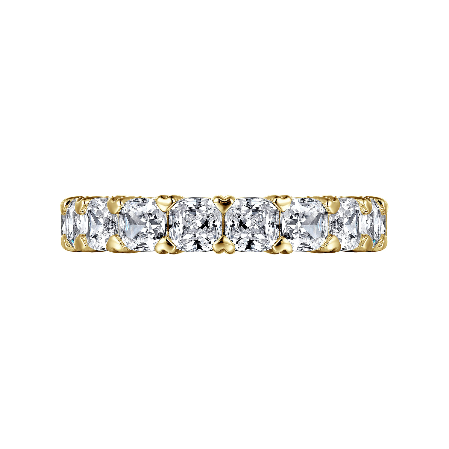Eternity Band Wedding Ring in 14k Yellow Gold with Cushion Cut Natural Diamond at Gabriel & Co. - Shot 5