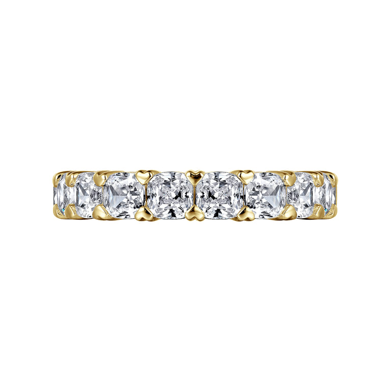 Eternity Band Wedding Ring in 14k Yellow Gold with Cushion Cut Natural Diamond at Gabriel & Co. - Shot 5