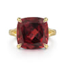 14K Yellow Gold Cushion Cut Garnet Ladies Ring