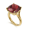 14K Yellow Gold Cushion Cut Garnet Ladies Ring