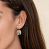 14K Yellow Gold Cushion Cut Green Amethyst Earrings With Flower Pattern J-Back