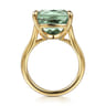 14K Yellow Gold Cushion Cut Green Amethyst Ladies Ring