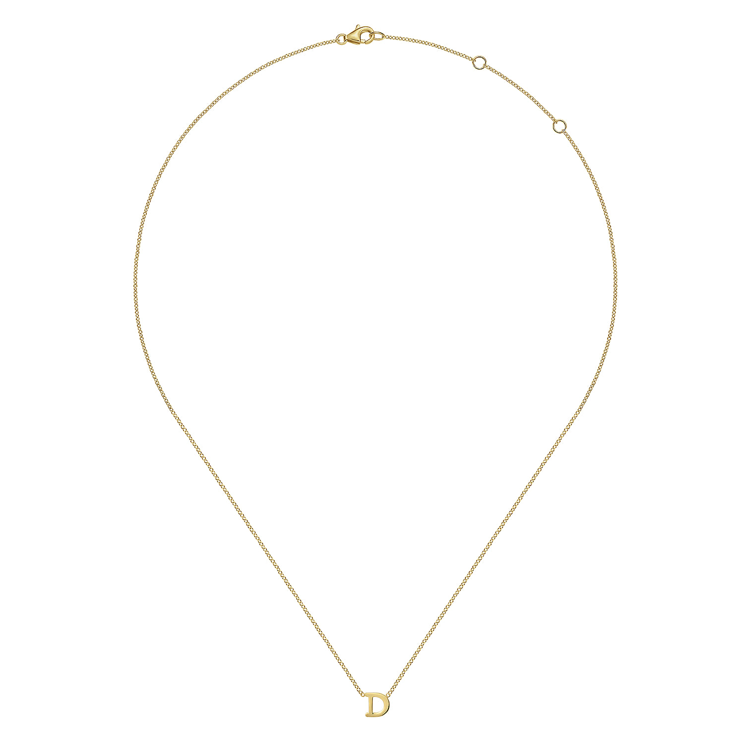 14K Yellow Gold D Initial Necklace - Shot 2