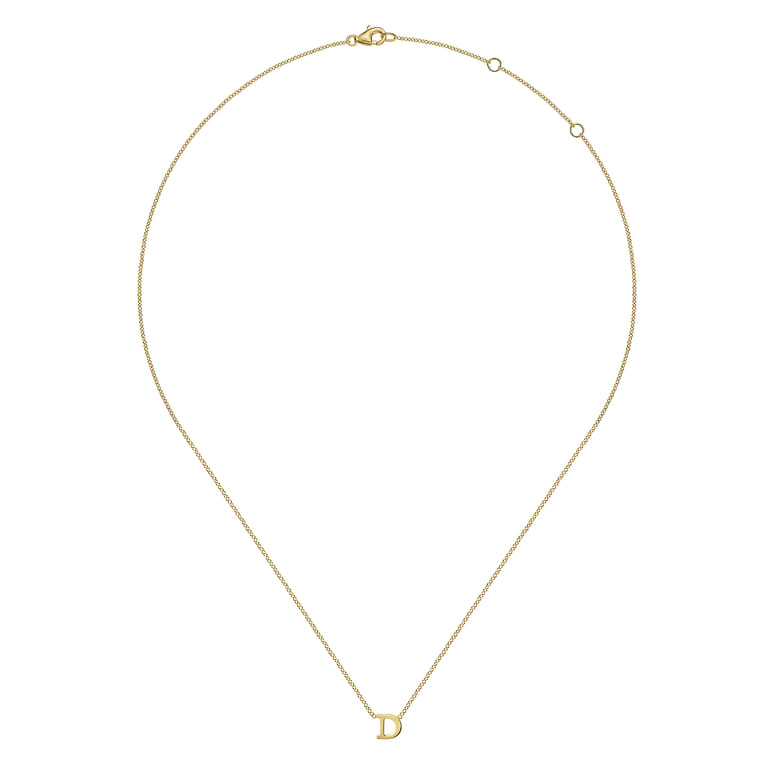 14K Yellow Gold D Initial Necklace - Shot 2
