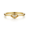 14K Yellow Gold Dainty Evil Eye Diamond Ring - 0.02 ct