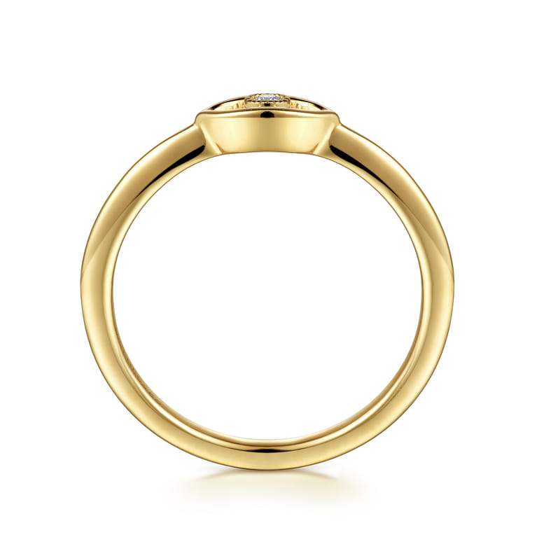 14K Yellow Gold Dainty Evil Eye Diamond Ring - 0.02 ct - Shot 2