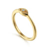 14K Yellow Gold Dainty Evil Eye Diamond Ring - 0.02 ct