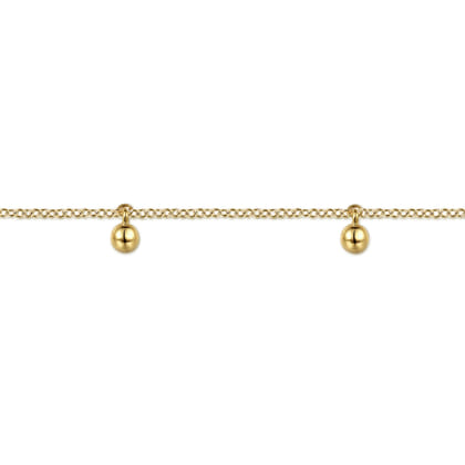14K Yellow Gold Delicate Chain Bracelet with Bujukan Bead Drops