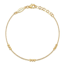 14K Yellow Gold Delicate Chain Bracelet with Bujukan Bead Stations