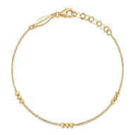 14K Yellow Gold Delicate Chain Bracelet with Bujukan Bead Stations