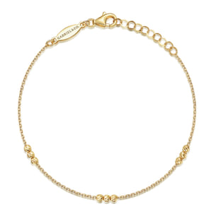 14K Yellow Gold Delicate Chain Bracelet with Bujukan Bead Stations