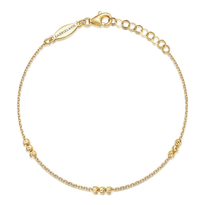 14K Yellow Gold Delicate Chain Bracelet with Bujukan Bead Stations