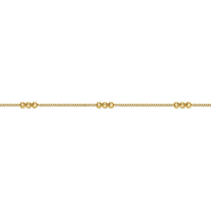 14K Yellow Gold Delicate Chain Bracelet with Bujukan Bead Stations