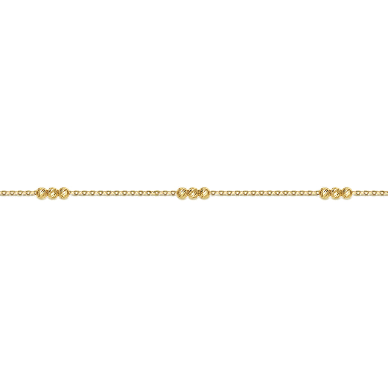14K Yellow Gold Delicate Chain Bracelet with Bujukan Bead Stations - Shot 2