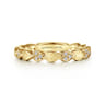 14K Yellow Gold Delicate Leaf Diamond Stackable Ring - 0.09 ct