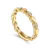 14K Yellow Gold Delicate Leaf Diamond Stackable Ring - 0.09 ct