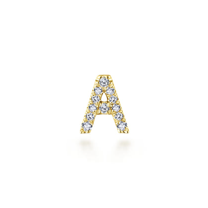 14K Yellow Gold Diamond A Initial Locket Charm