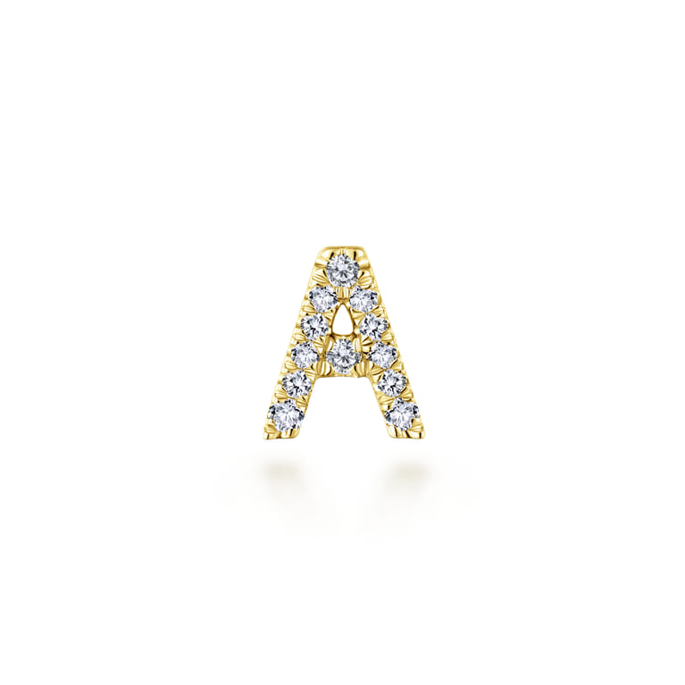 14K Yellow Gold Diamond A Initial Locket Charm - 0.06 ct - Shot 1
