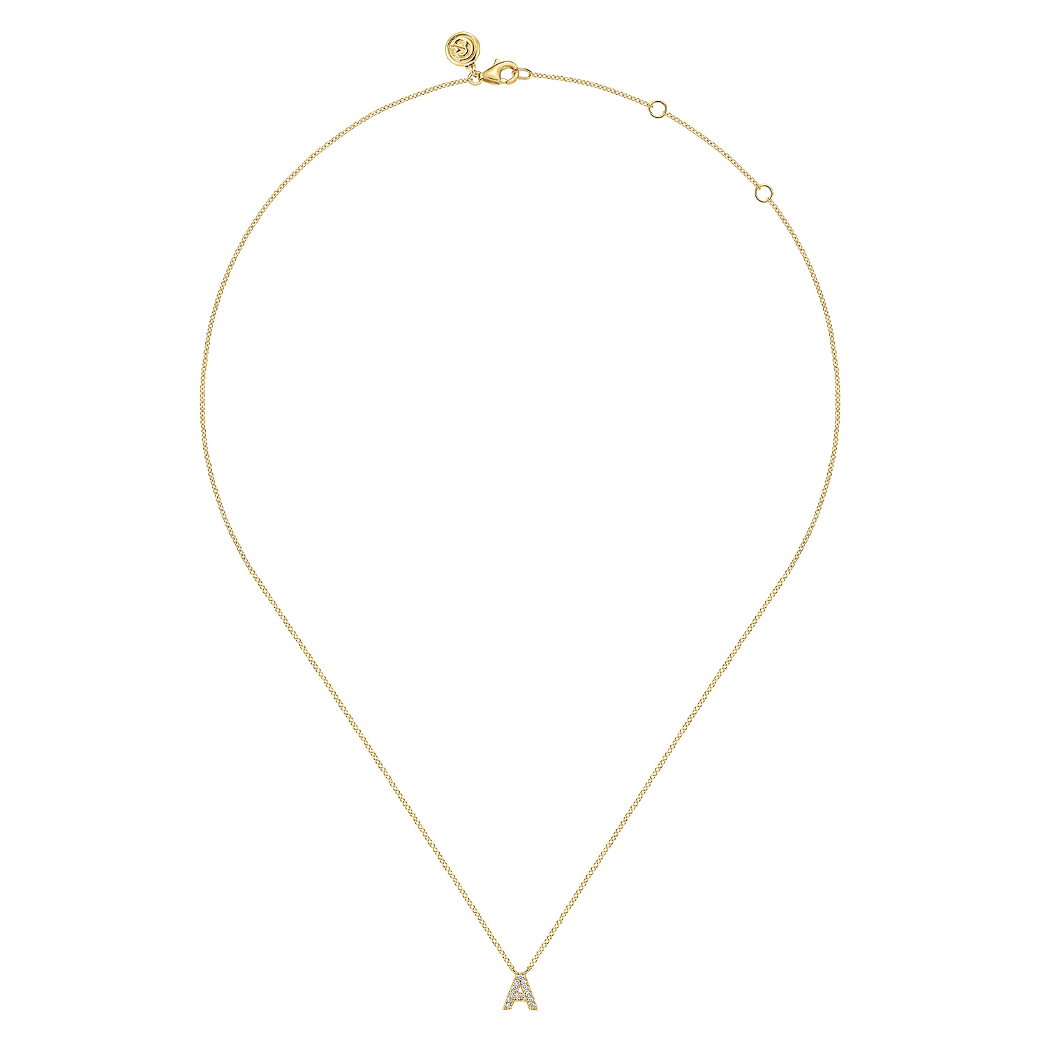14K Yellow Gold Diamond A Initial Pendant Necklace - 0.13 ct - Shot 2